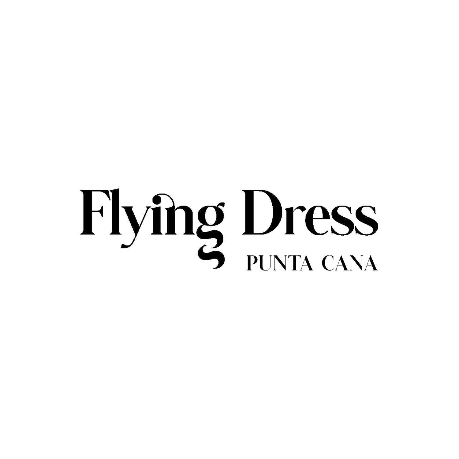 Flying Dress Punta Cana logo in elegant black serif typography on white background.