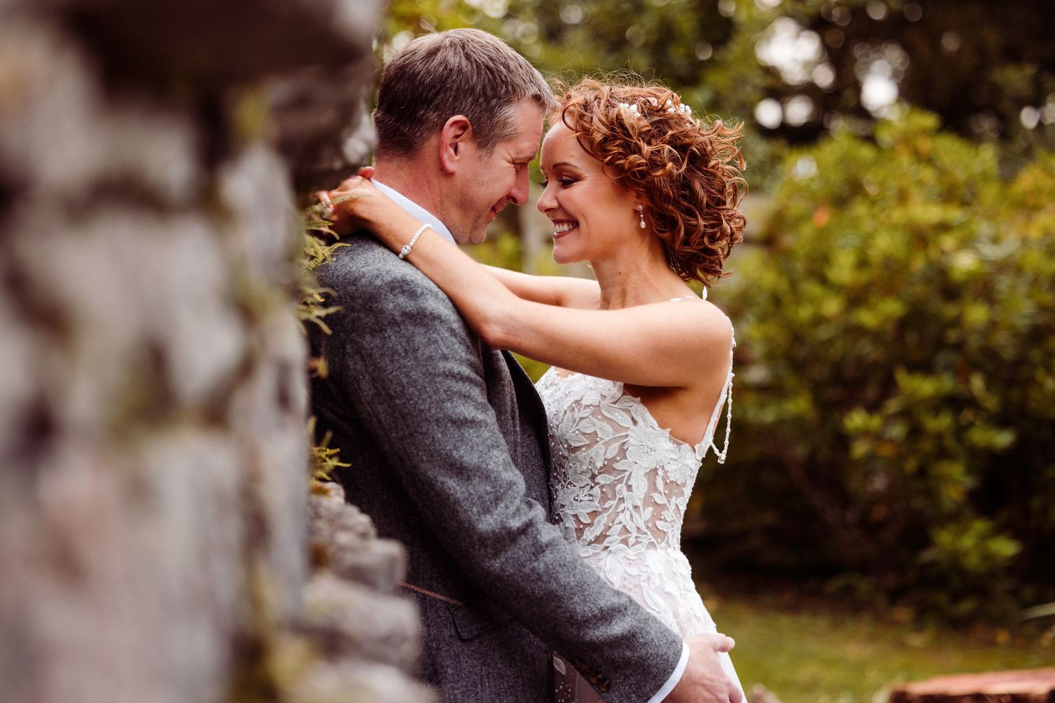 Bride and groom portrait in soft light
