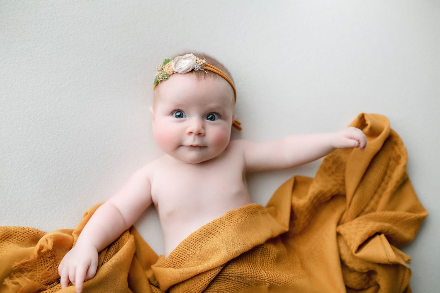 3m old lying on her back. Greenville sc newborn photographer, Easley sc newborn photographer, Upstate sc newborn photographer