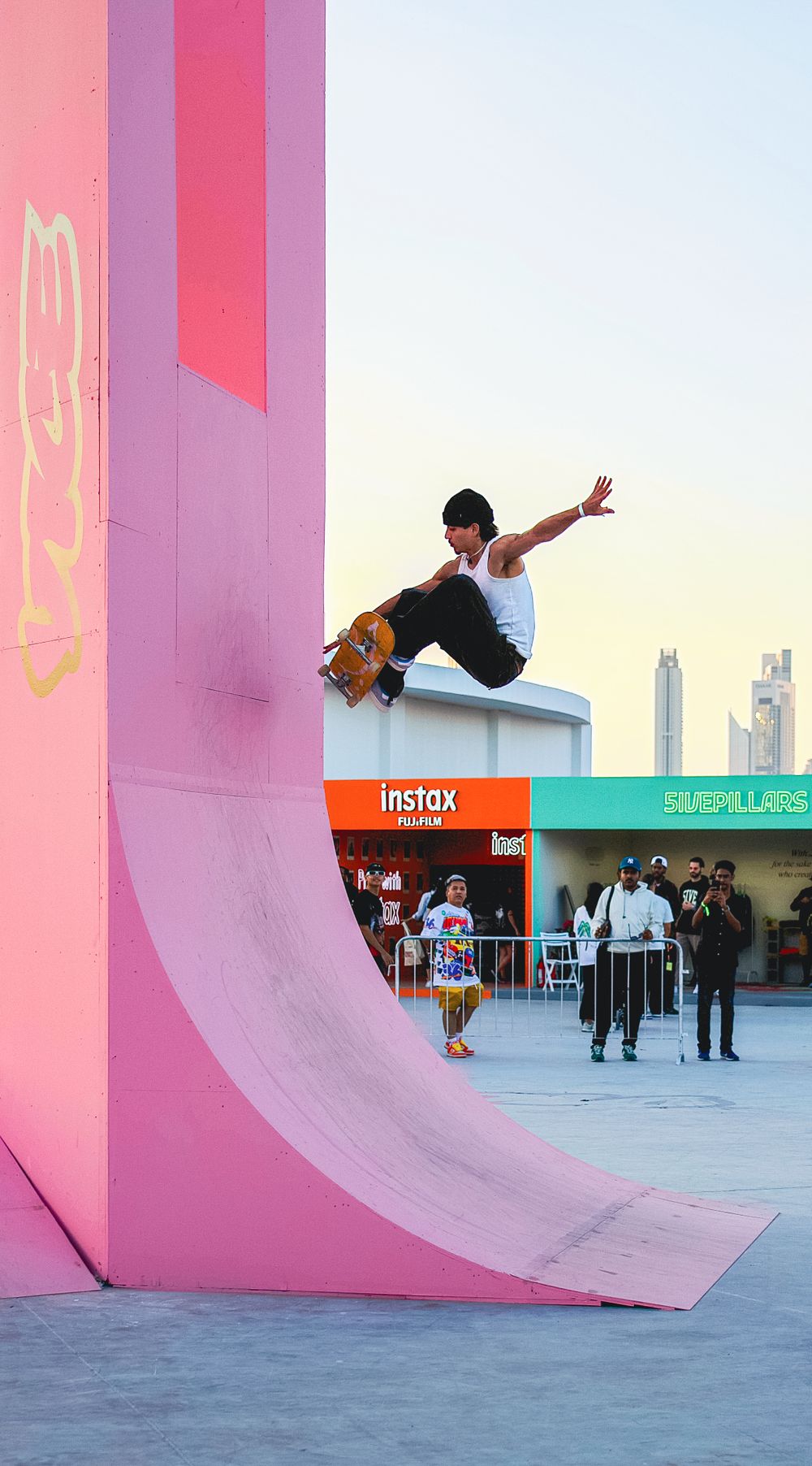 Skateboarder on ramp at Sole DXB 2023 event in Dubai UAE. Sports photography by Jasmina Noureldin.