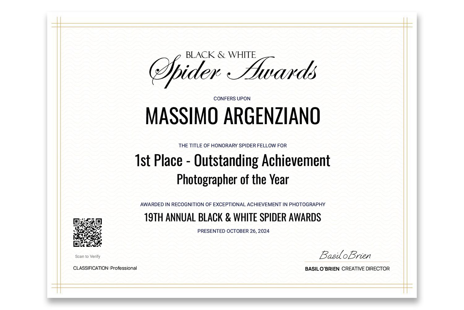 Foto Vincitrice Spider Black and White Awards