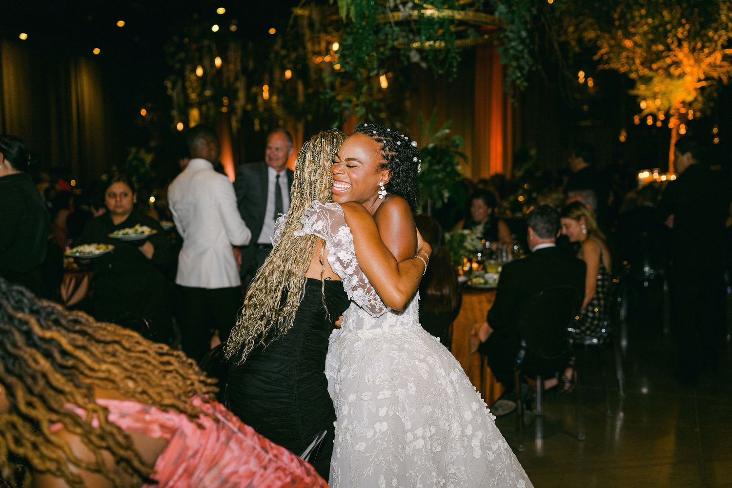 A tender moment during a wedding reception dance.
