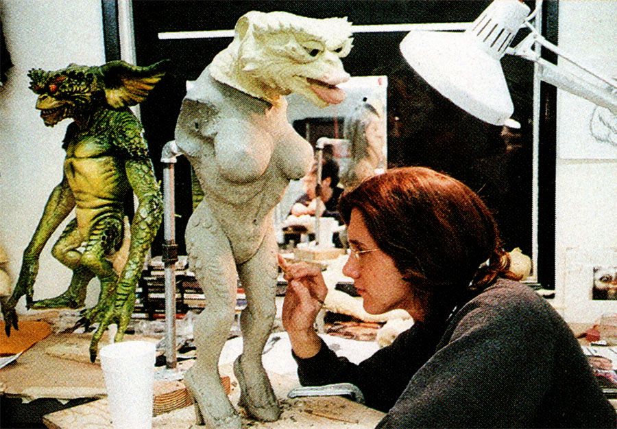 Sculptor Grant Ardnt working on Greta Gremlin