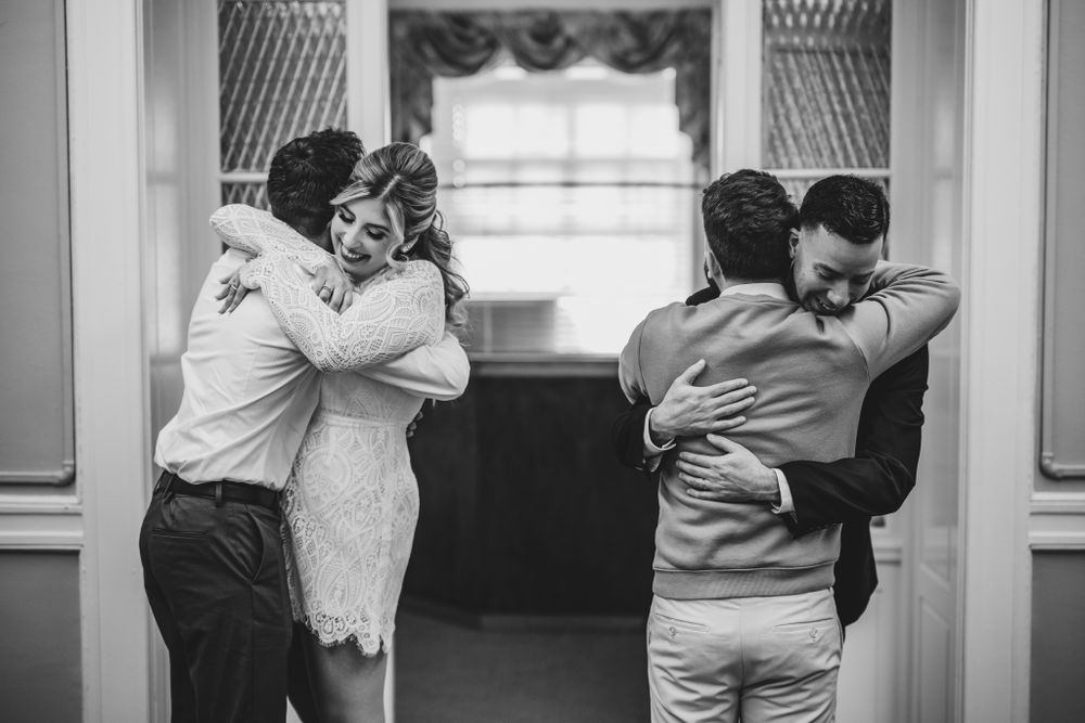 Multiple frames capture dancing couples in a bright interior space with windows.
