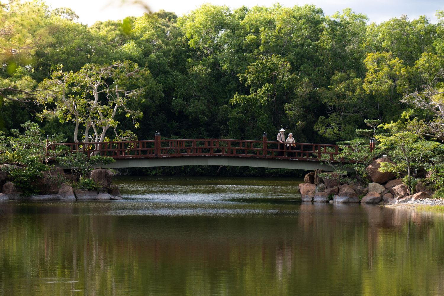 Couple on bridge in florida