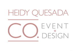 A professional logo design for Heidy Quesada Co. Event + Design in soft rose pink typography.
