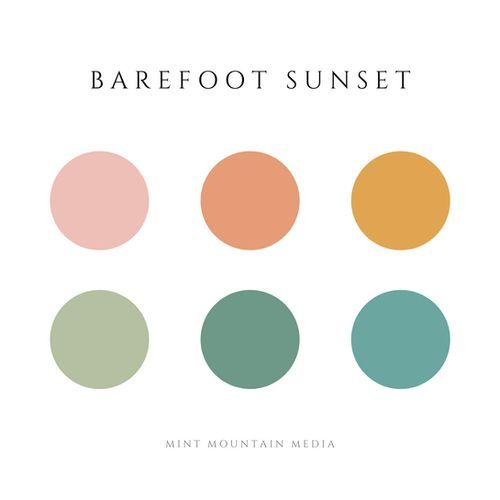 Barefoot Sunset color palette featuring six coastal-inspired muted tones.