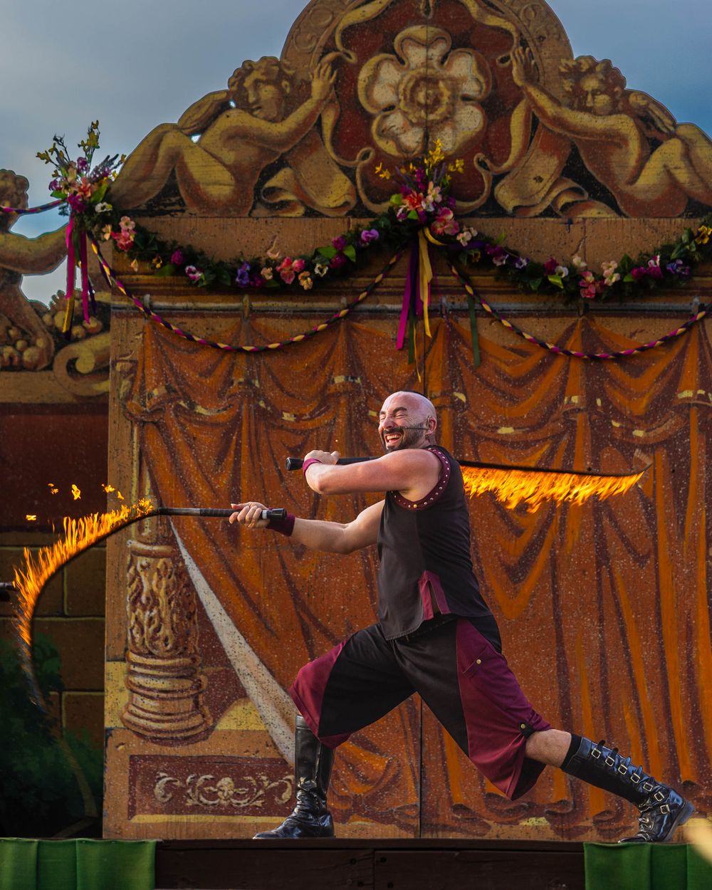 Renaissance fair flaming whips