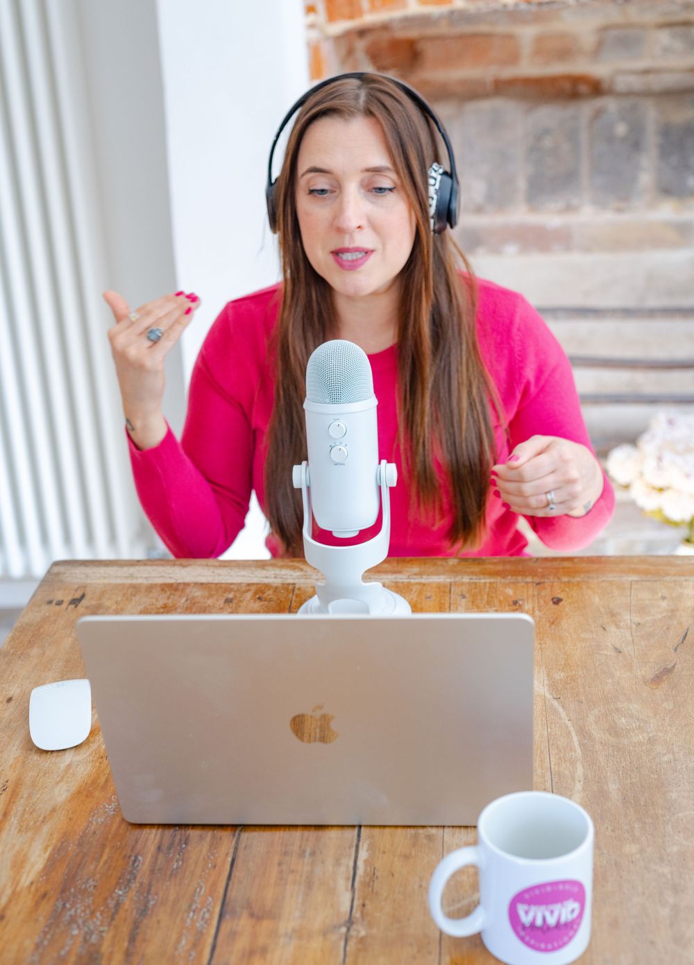 entrepreneur business woman recording podcast for branding photography