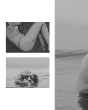 Artistic black and white triptych of intimate water photography.