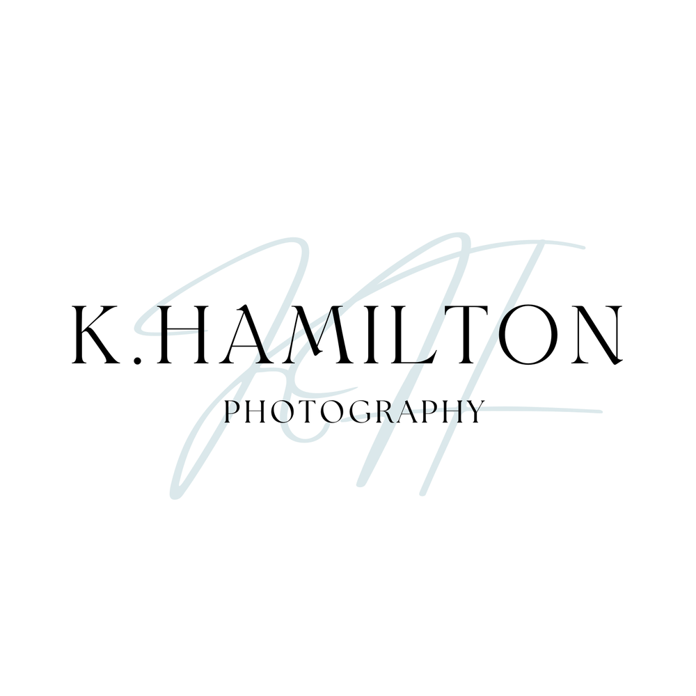 Professional photographer logo design with elegant text and minimalist line art details in black and gray.