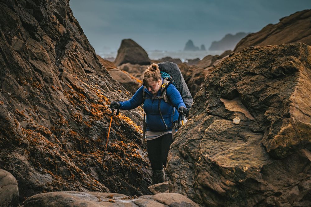 Hiker on coast