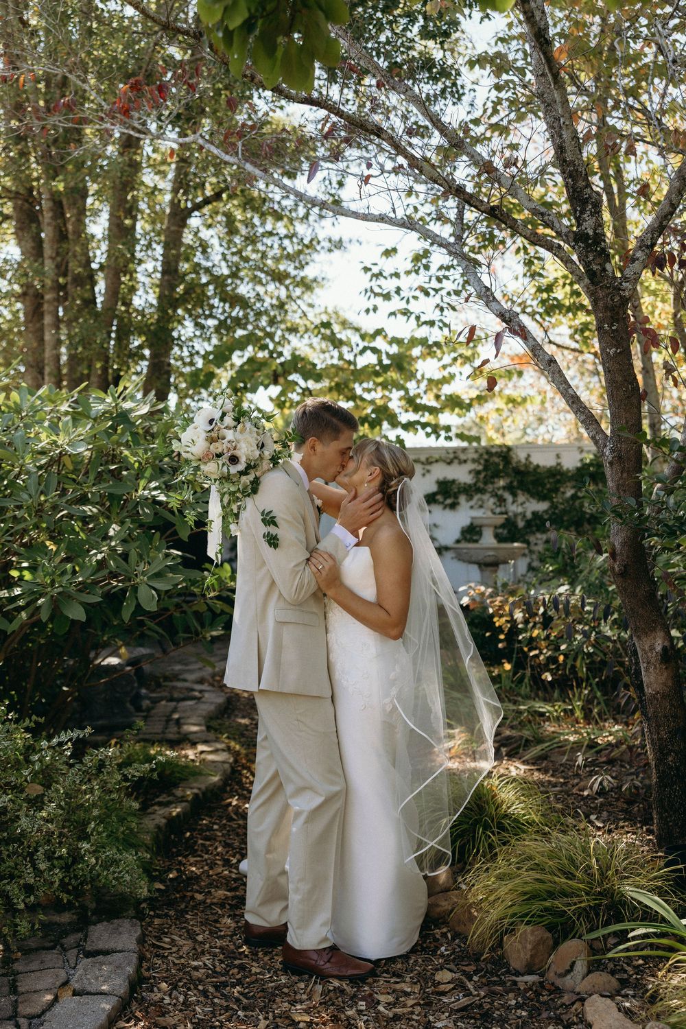 Bride and groom photos at Lillian Gardens in Newnan, Georgia