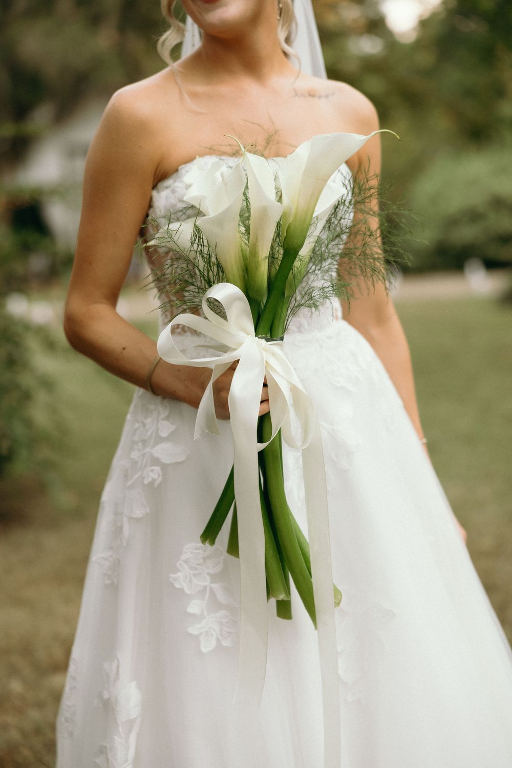 Details of a wedding flower bouquet at The Elms of Coosada in Coosada, Alabama