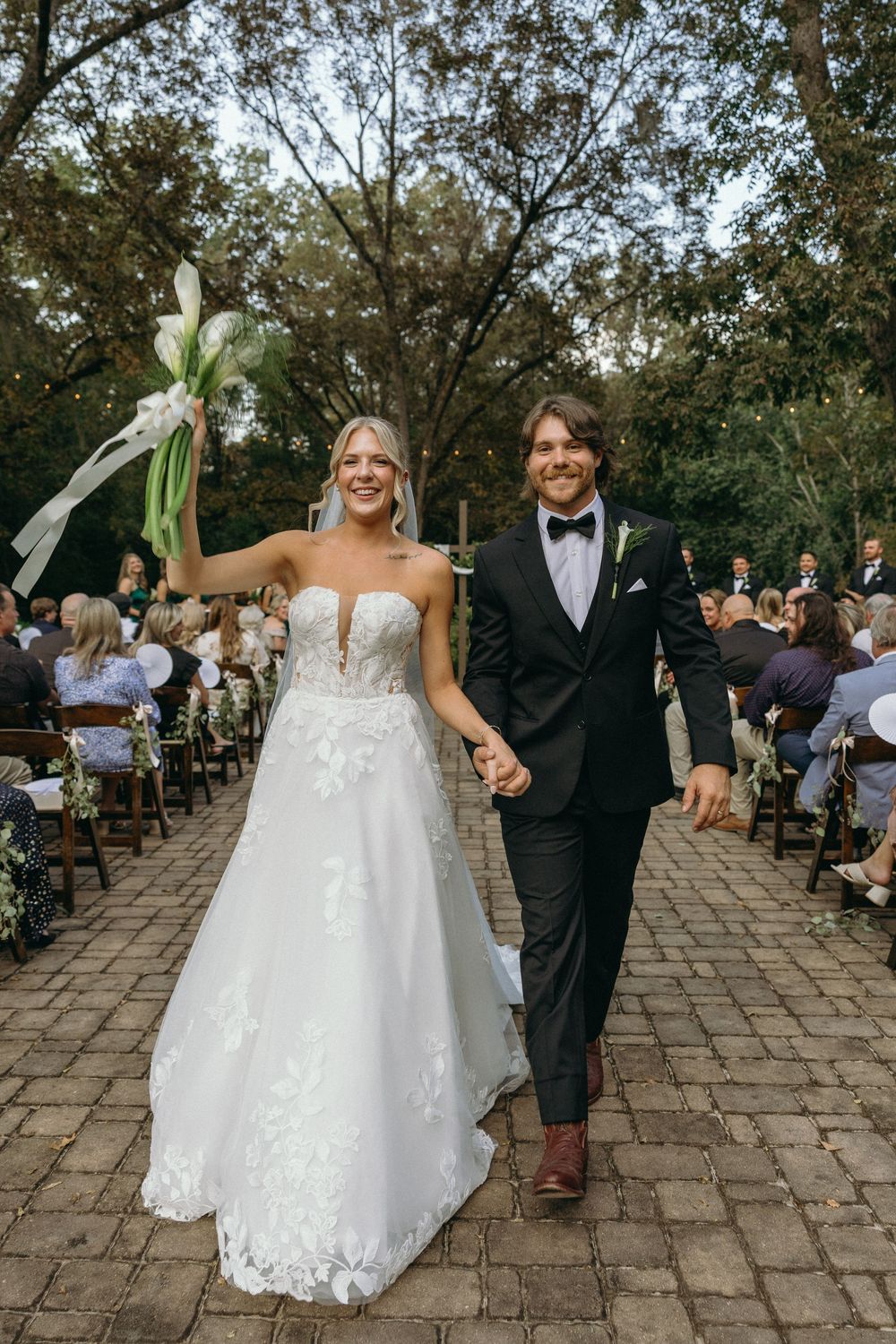 Bride and groom during wedding ceremony at The Elms of Coosada in Coosada, Alabama
