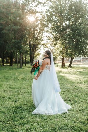 Bride in a Roselily Bridal gown