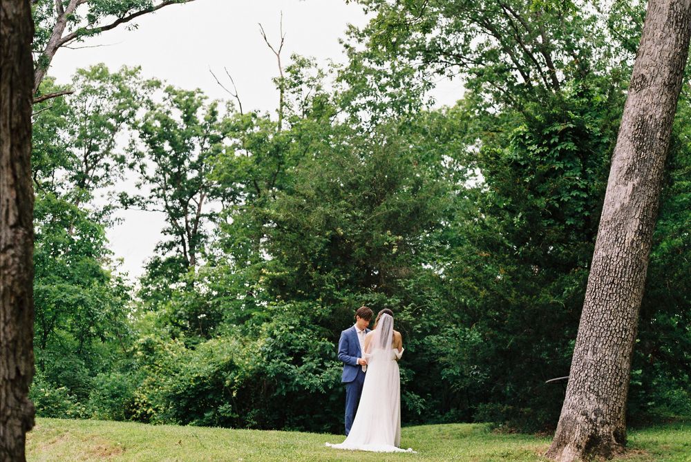 St. Louis bride and groom first look