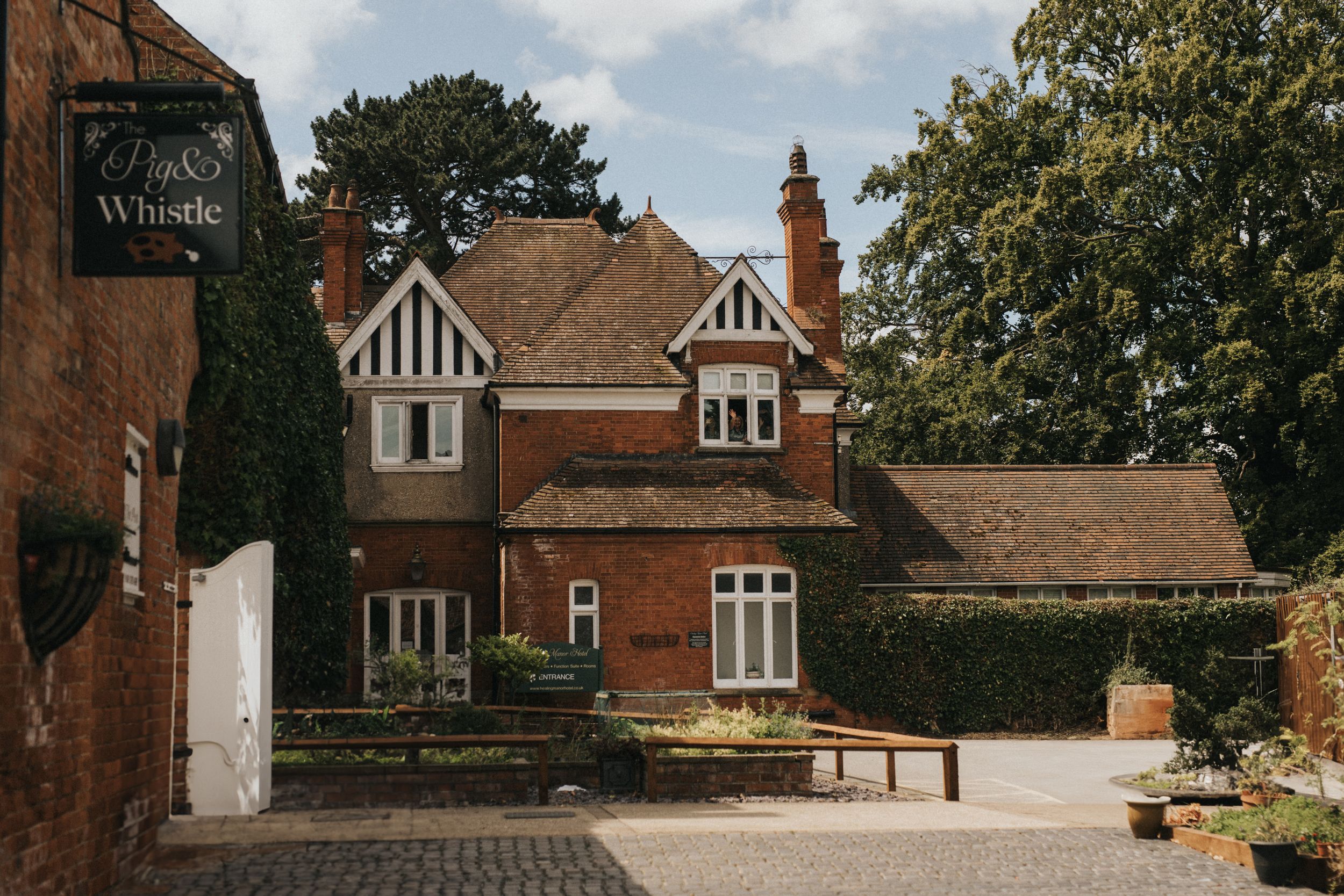 Traditional English Tudor-style pub building called Pig & Whistle at Healing Manor - image captured by Grimsby photographers.