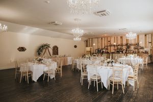 Elegant wedding reception venue with crystal chandeliers at Healing Manor - image captured by Grimsby photographers.