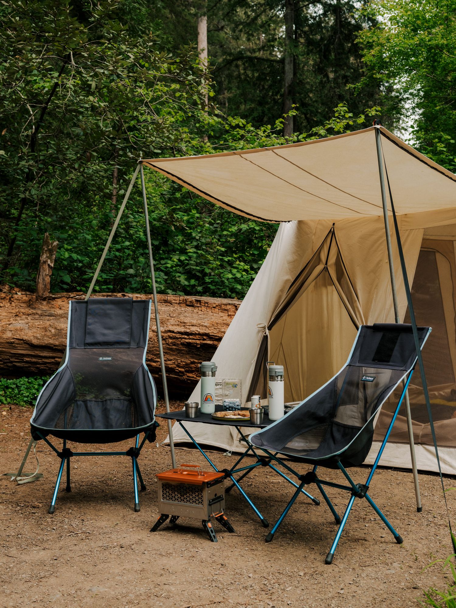 Campsite set up in