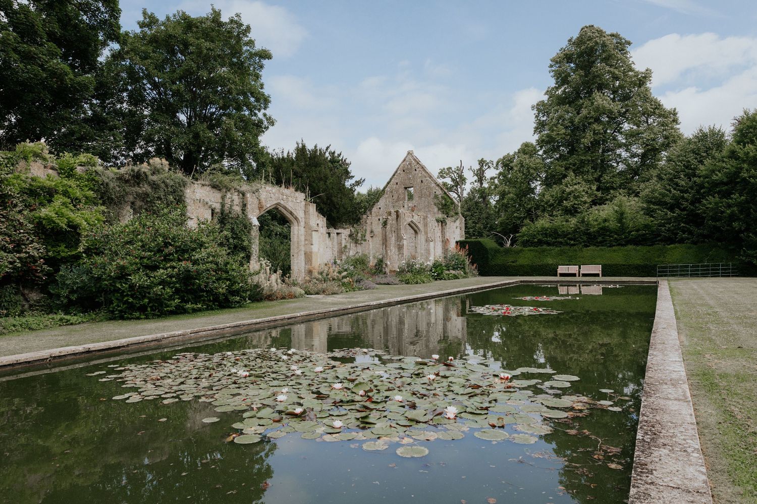 proposal  location  the Tithe Barn ruins with  the Carp Pond  at Sudeley Castle”