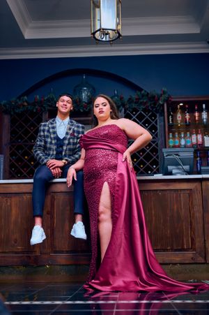 a couple at a bar counter
