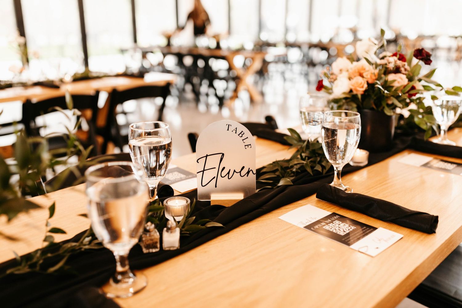 *Table number and black table runner pictured are Better Than Bliss Events Rental Items.