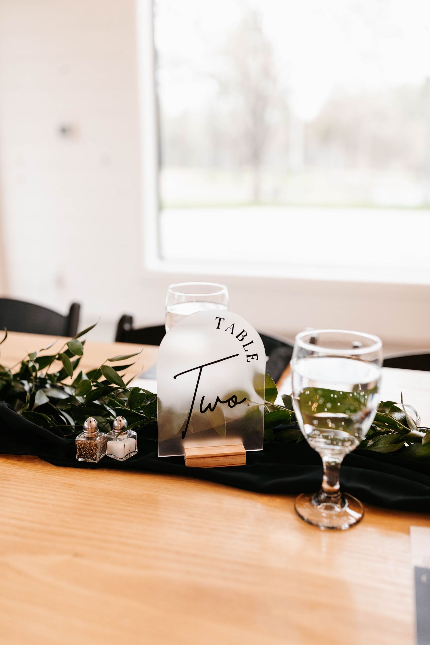 *Table number and black table runner pictured are Better Than Bliss Events Rental Items.