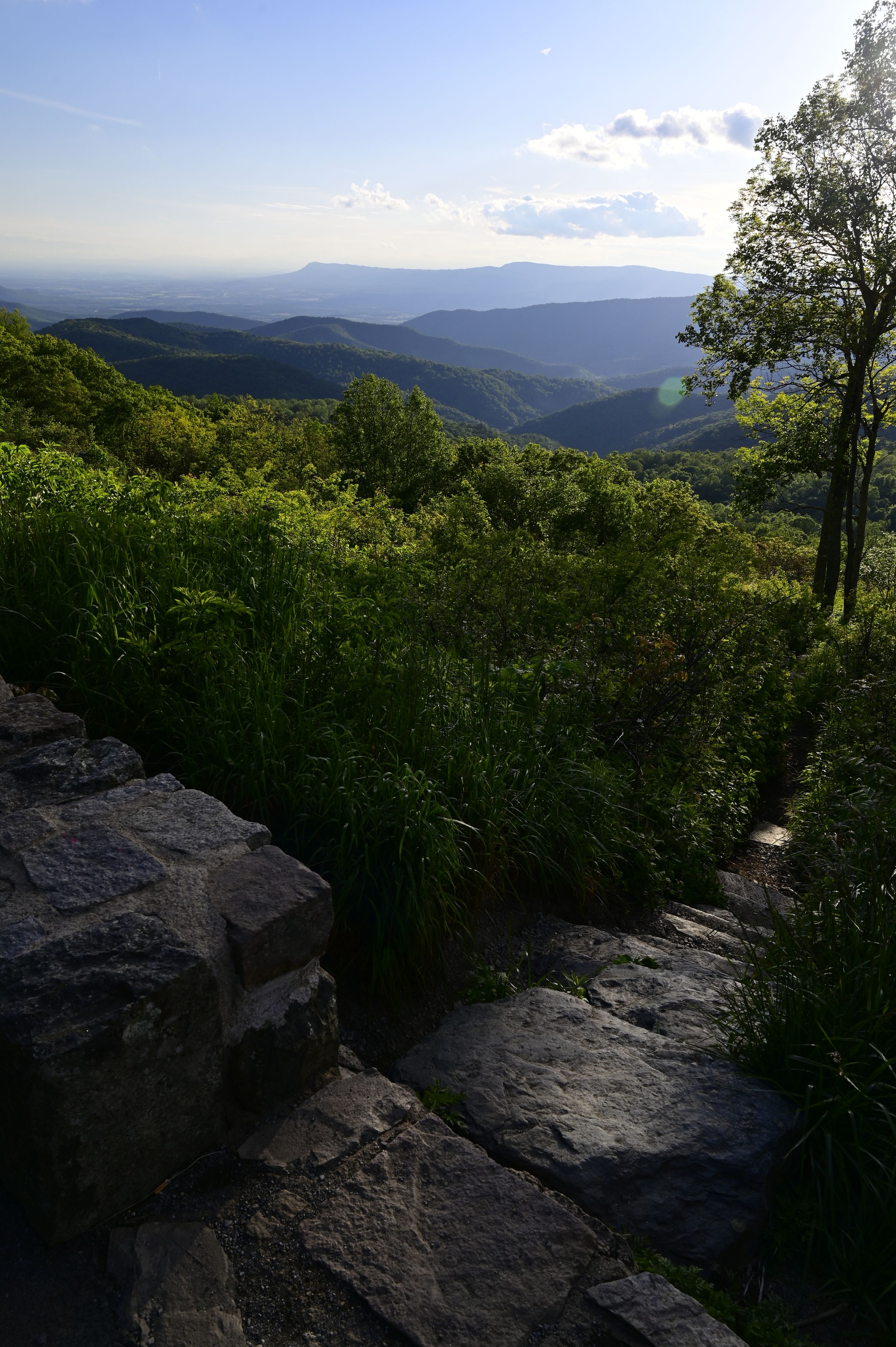 Steep trail down to the Point overlook in Shenandoah National Park