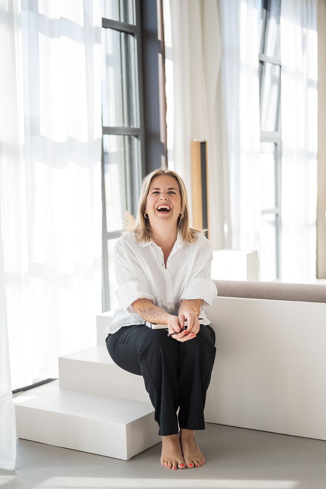 Personal branding photo of wedding celebrant Simone Gori from LovelyWords, photographed in warm natural light by MaxwellArt Photography.