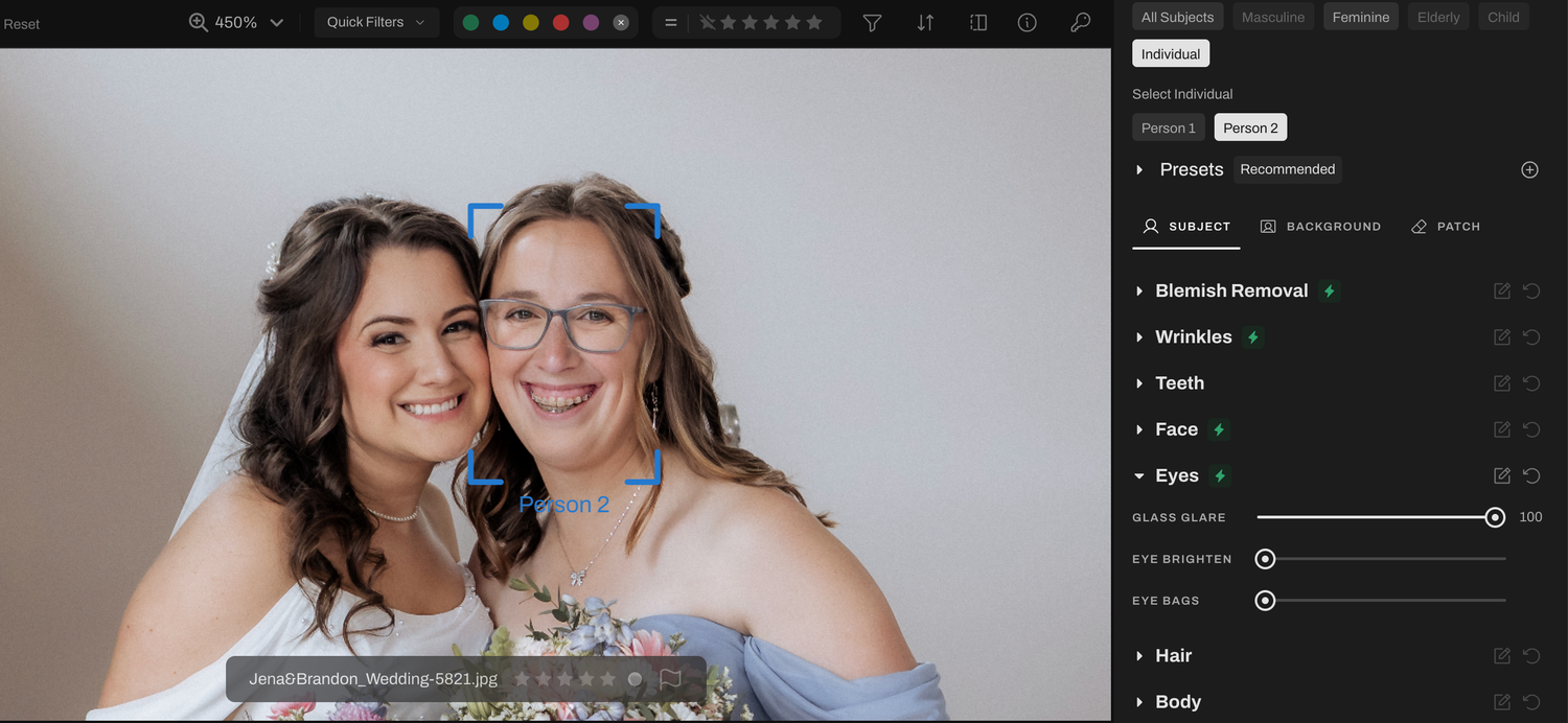 Aftershoot AI editing retouching, photographer business tool, referral code, 20% off discount Aftershoot, remove glasses glare