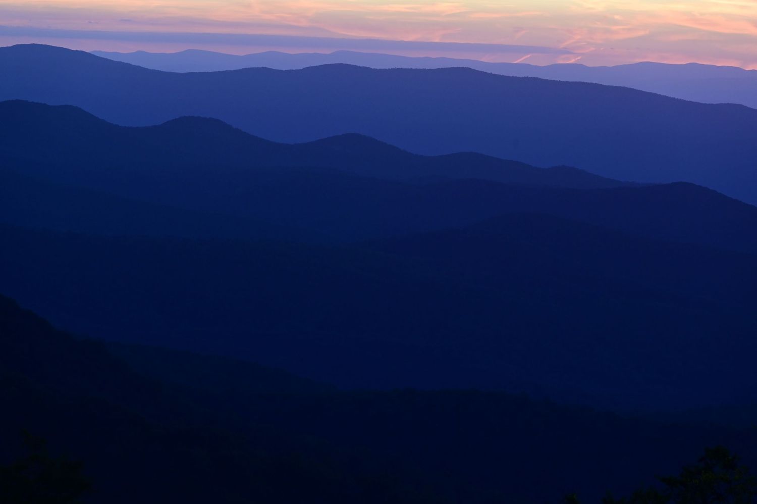 Layers of the Blue Ridge mountains in Virginia