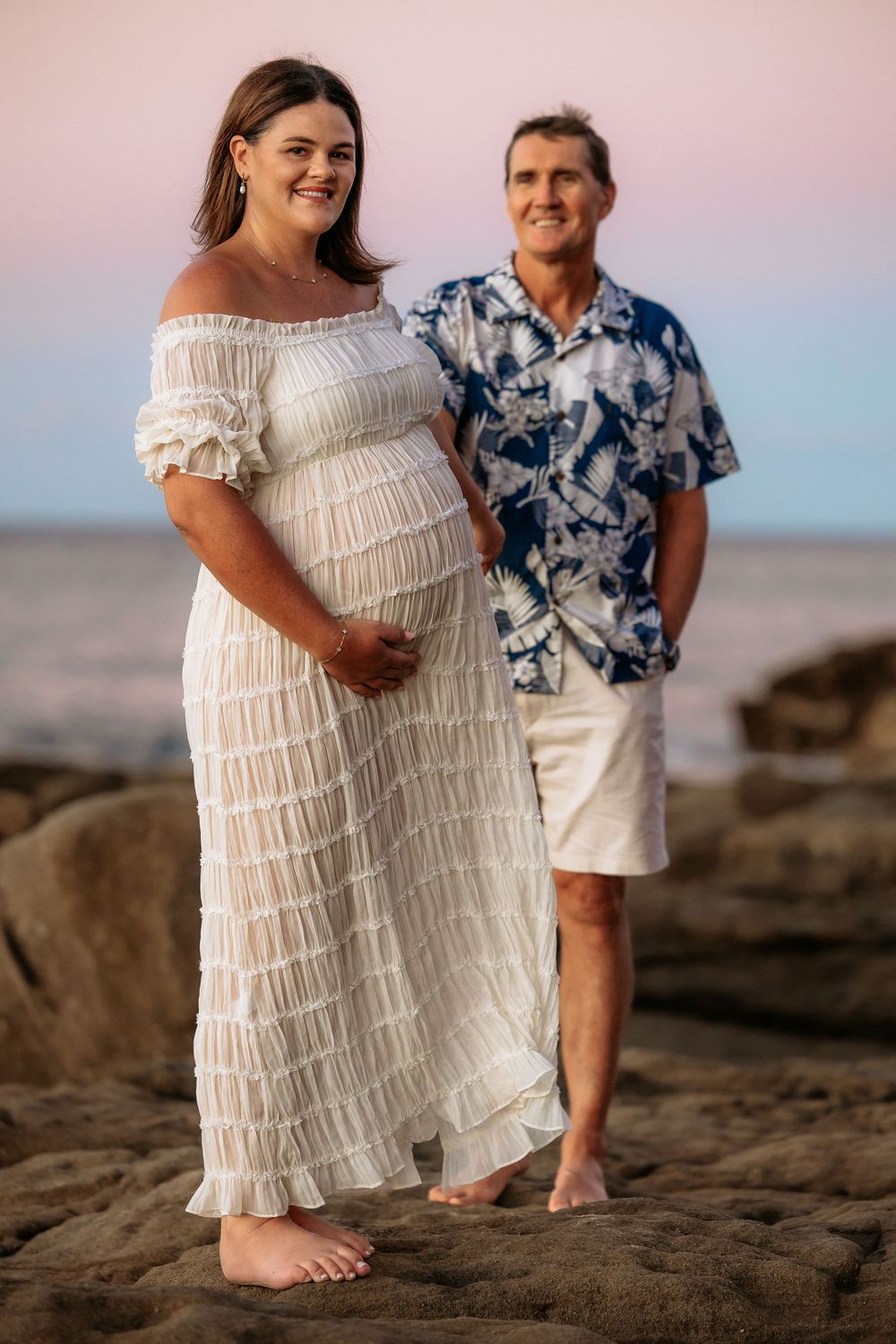 Maternity photography session at Point Cartwright beach on the Sunshine Coast.