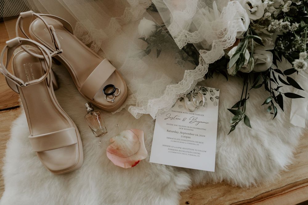 wedding details flatlay