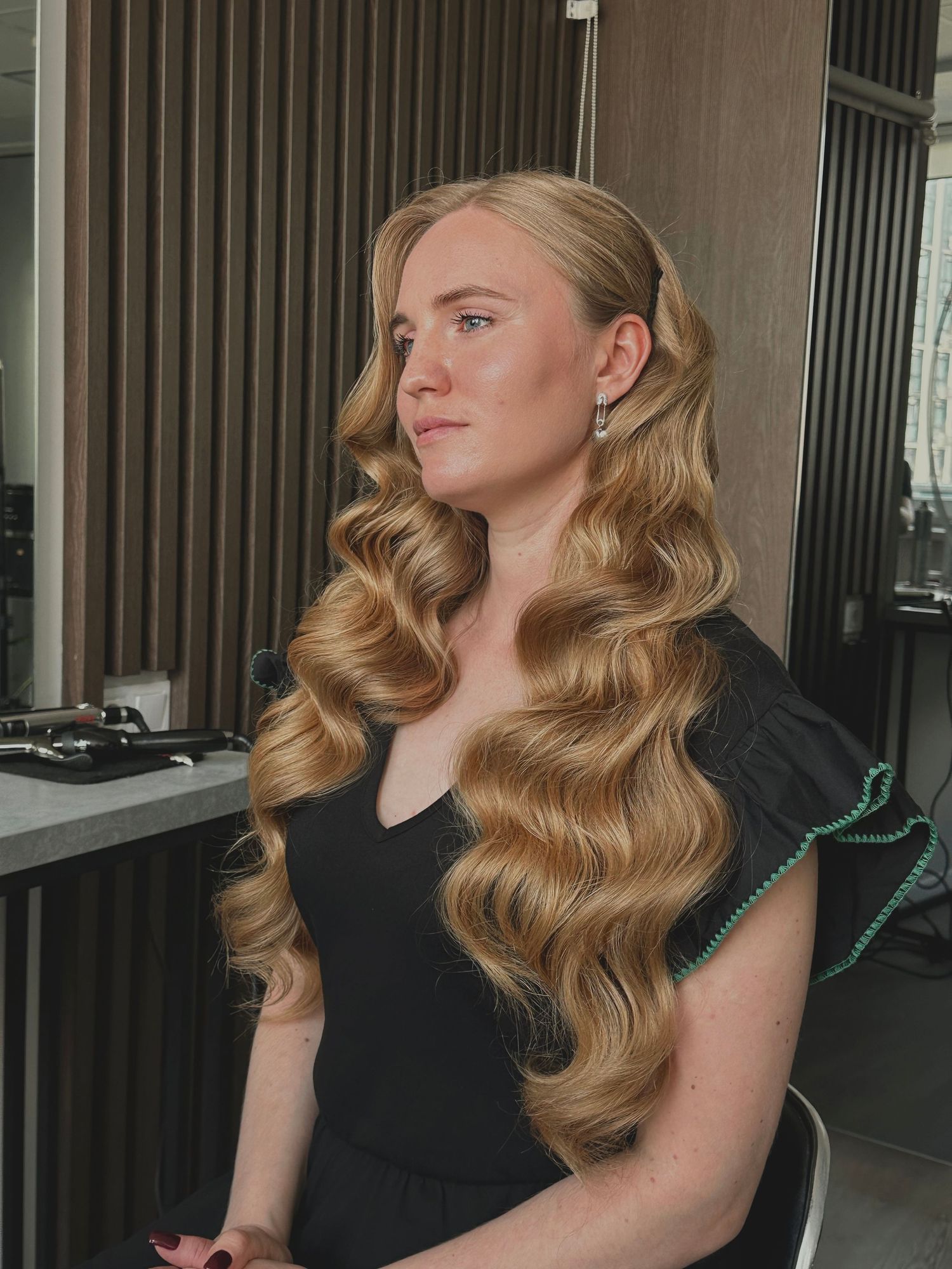 Cambridge bridal makeup artist creating soft glam wedding look.