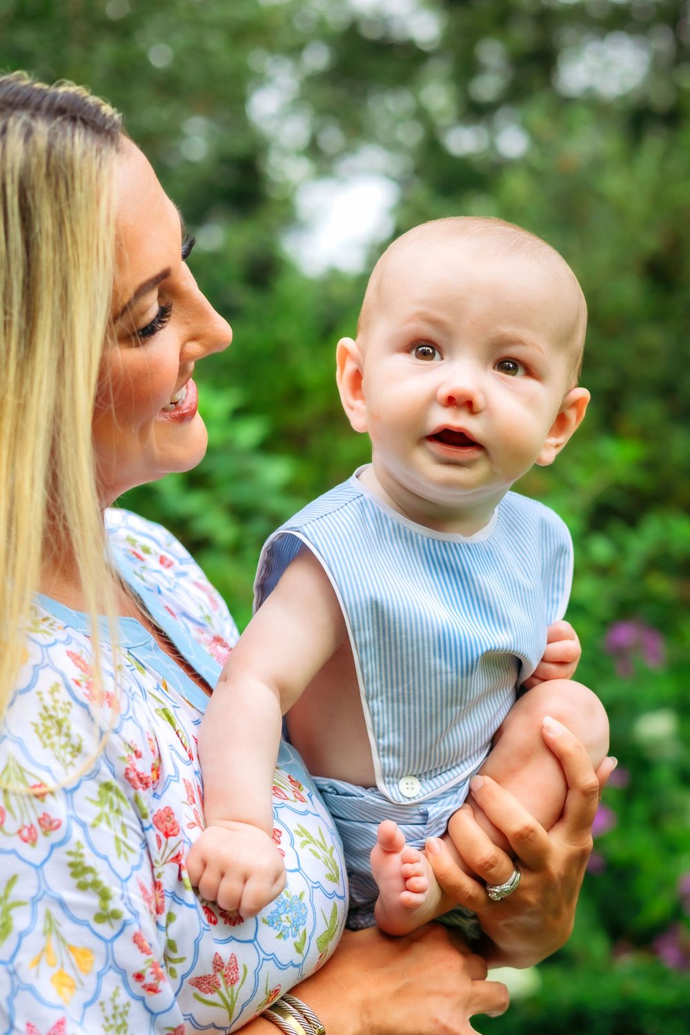 Mom holding son during milestone photography session in Athens, GA