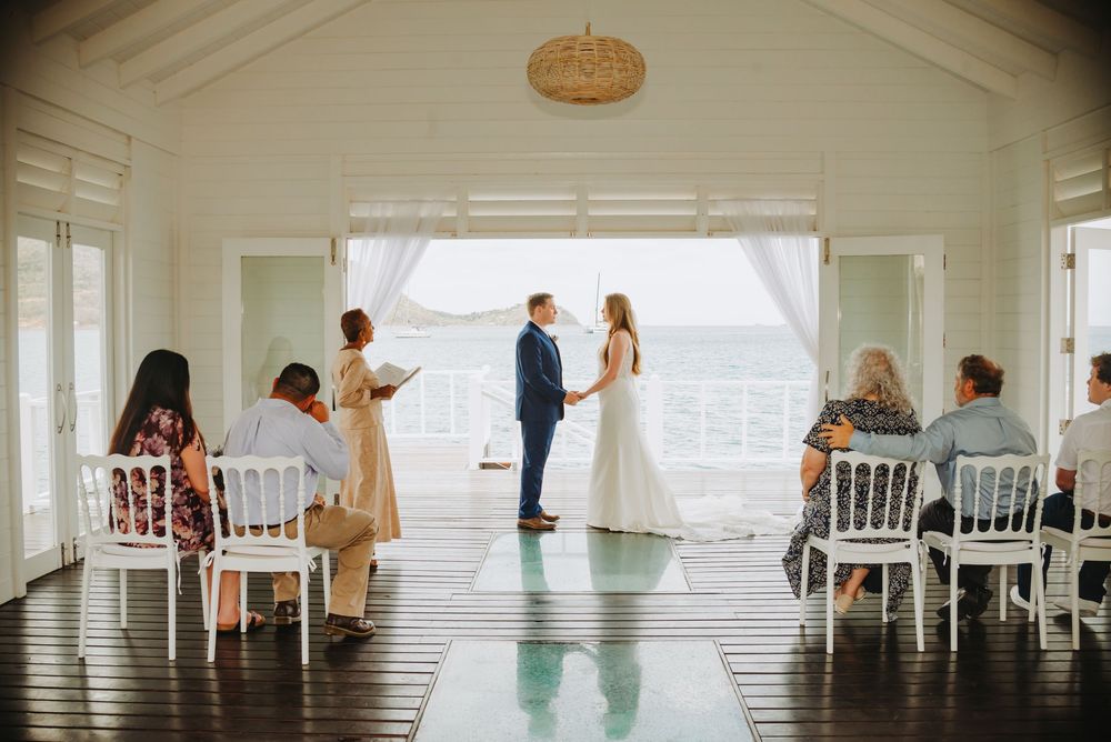 St Lucia  wedding photographer capturing intimate elopement wedding at Over the water chapel, Sandals Grande, St Lucia