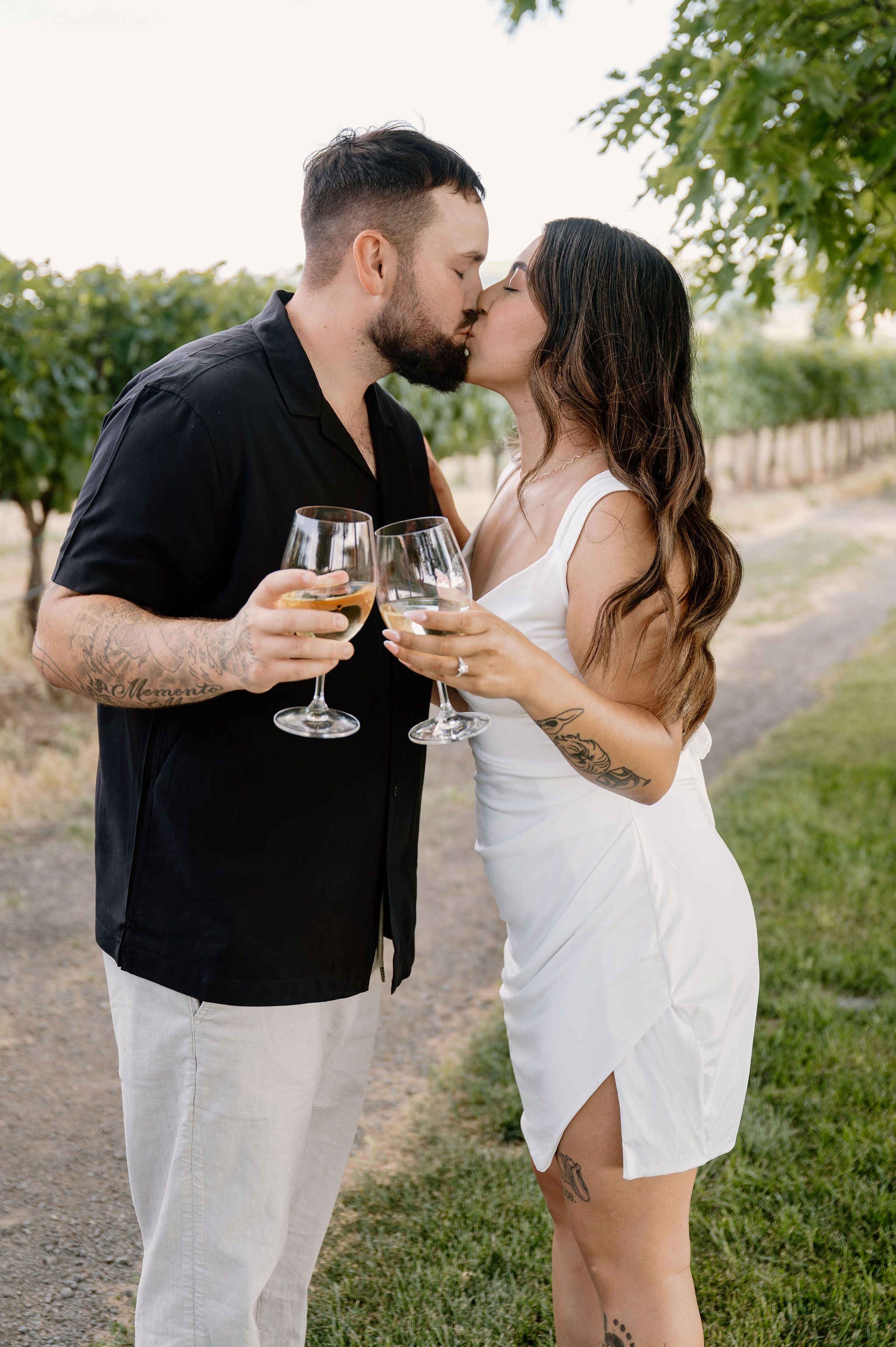Vineyard engagement photos at Fidelitas Winery in Benton City, WA