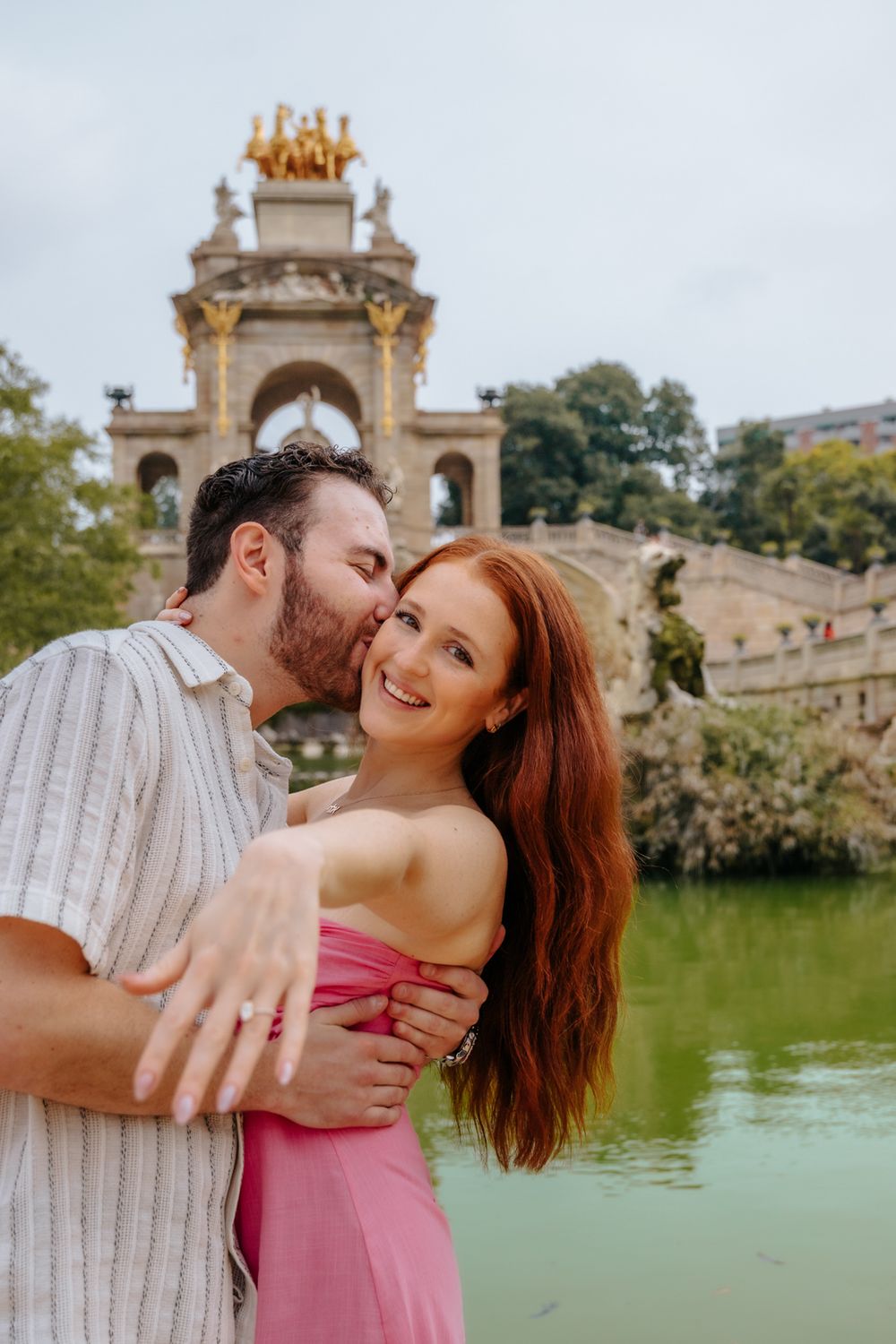 Sweet candid moment of laughter after saying yes.