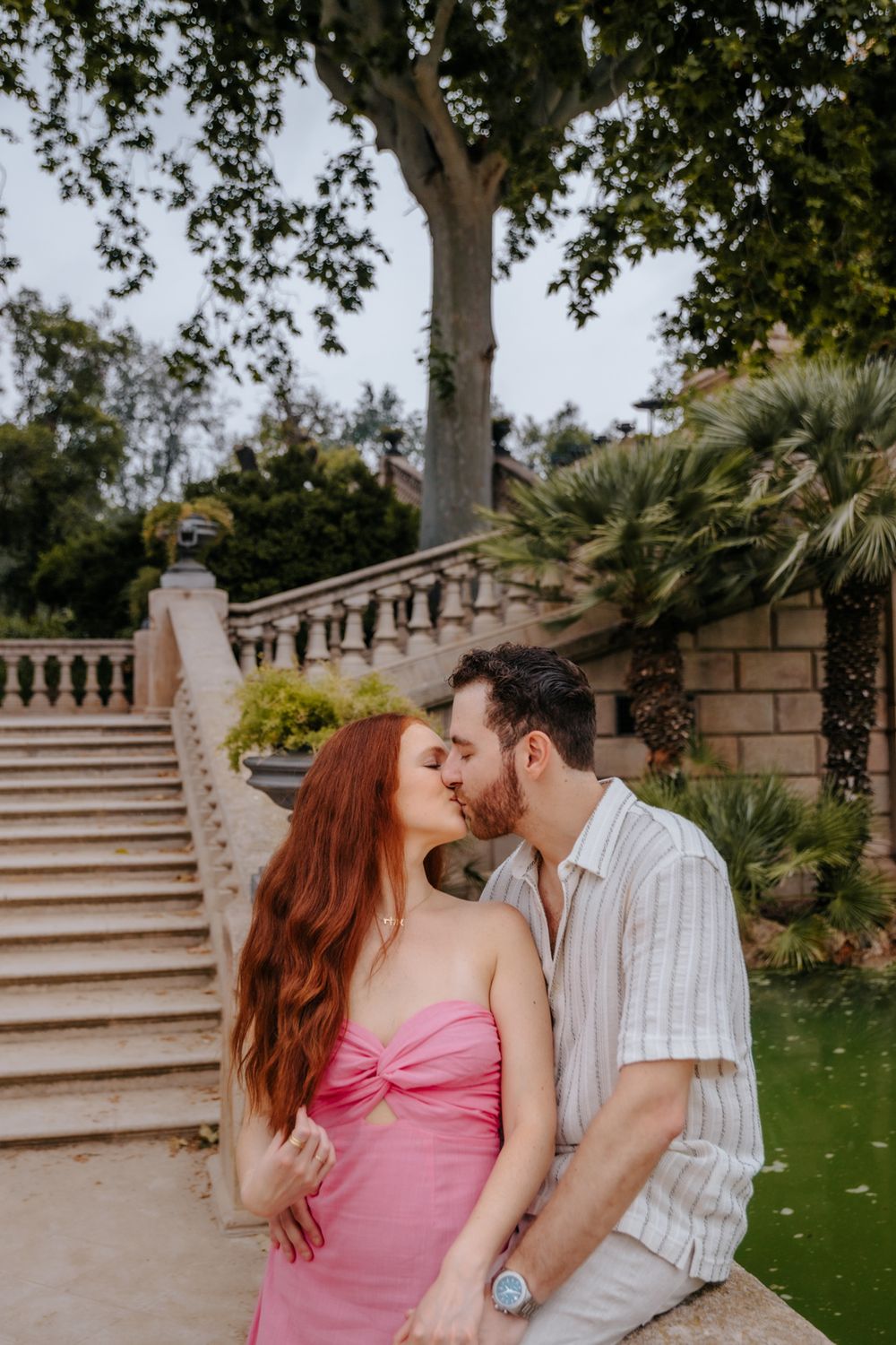 Romantic portrait of the newly engaged couple.