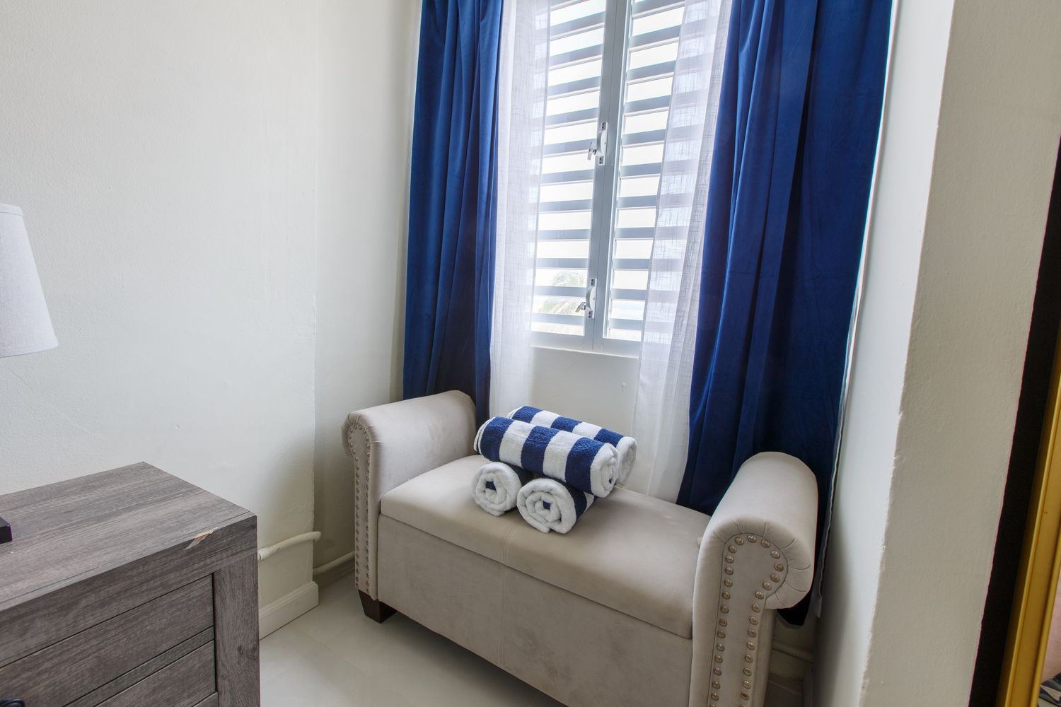 Real estate photography. Bedroom. Short-term rental in Playa Azul Tower 1 in Luquillo, Puerto Rico.