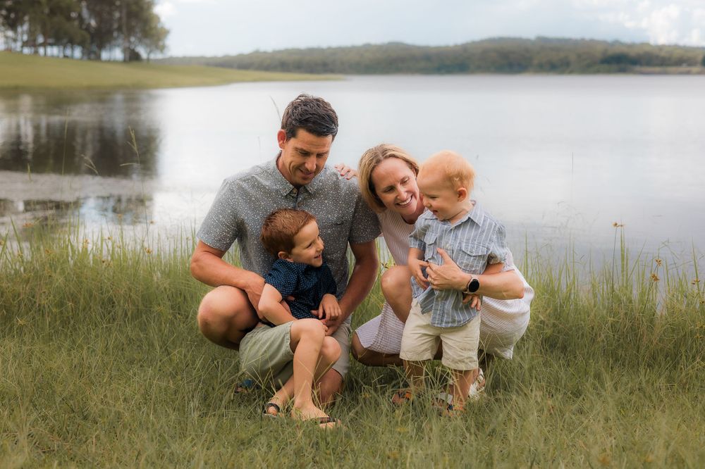 Authentic, candid moment of a family sharing an laugh together in Brisbane