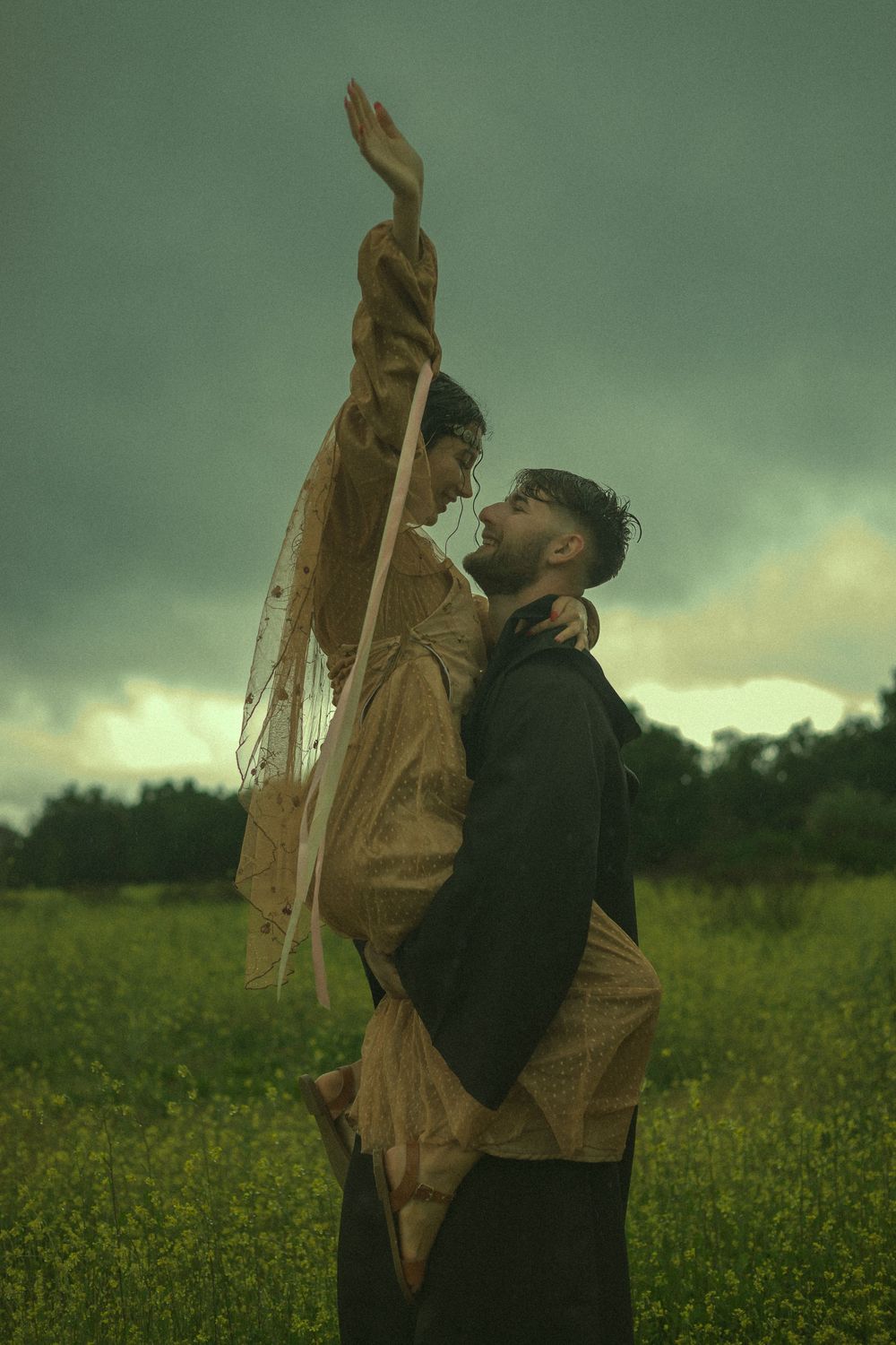 Romantic photoshoot in the wildflower fields in Southern California.
