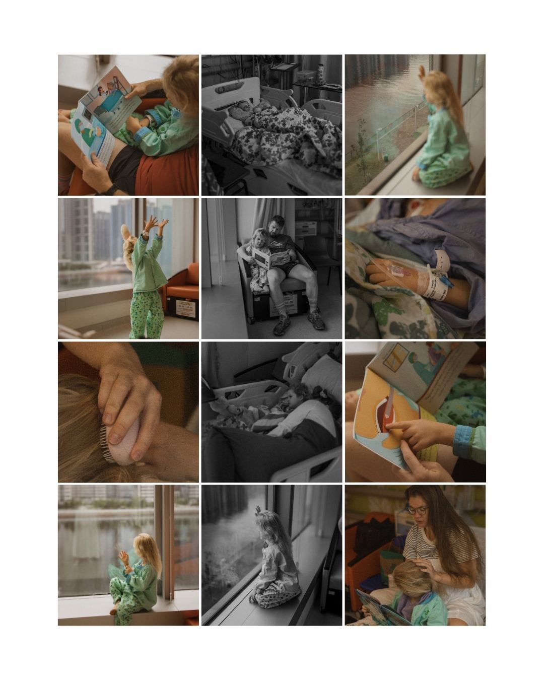 Collection of photos showing artistic process and behind the scenes of creative work.