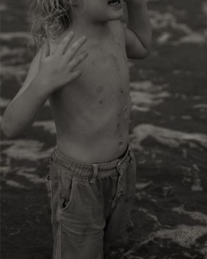 An artistic black and white photo showing marks and scratches.