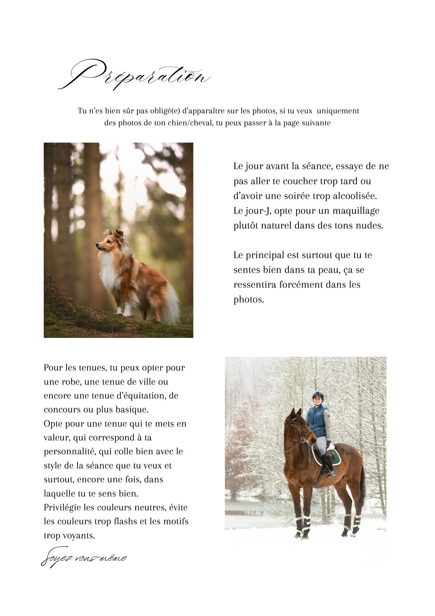 A stylish magazine layout featuring equestrian photography and text in a modern minimalist design.