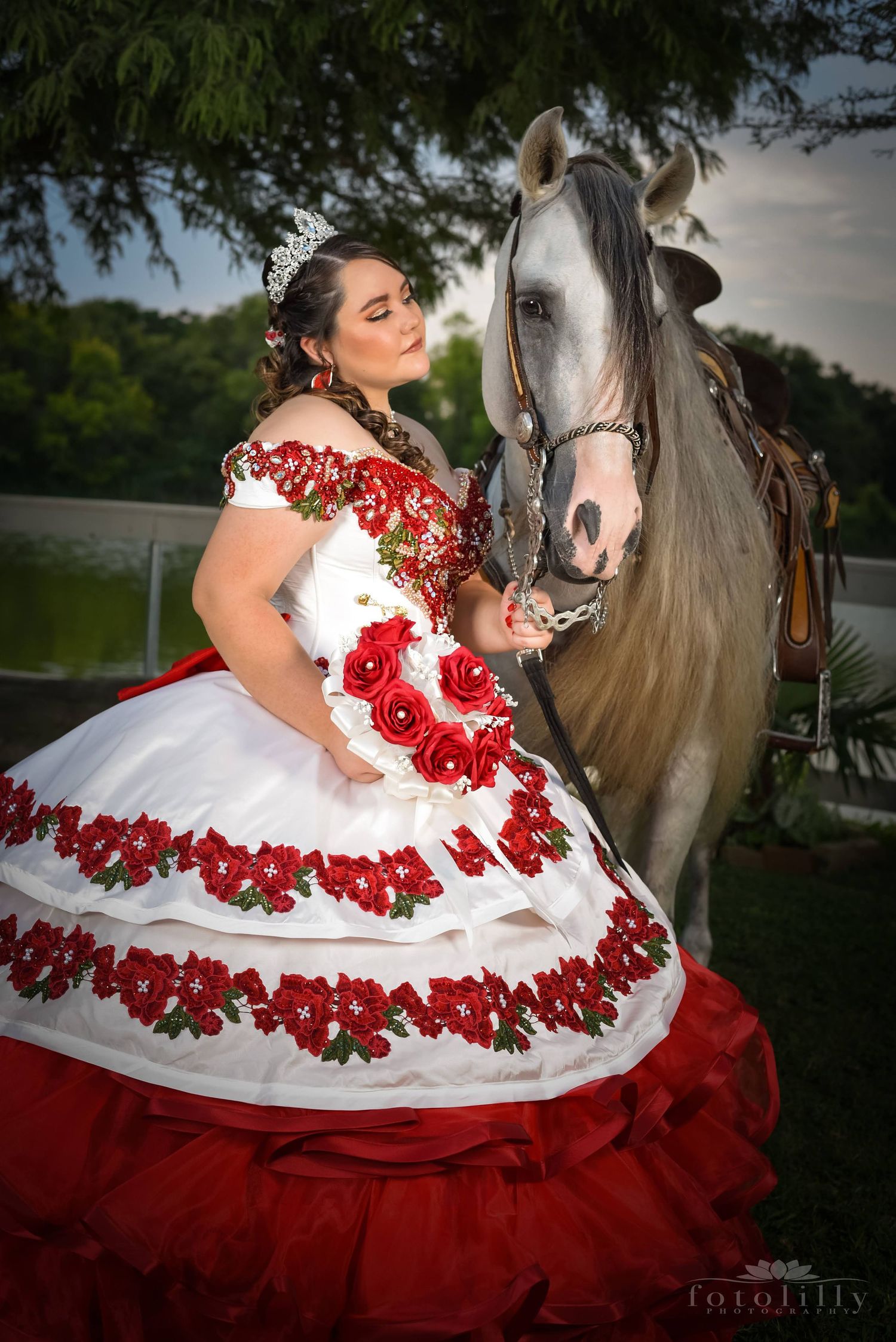 Plano Texas quince photography session at clean park location with open space