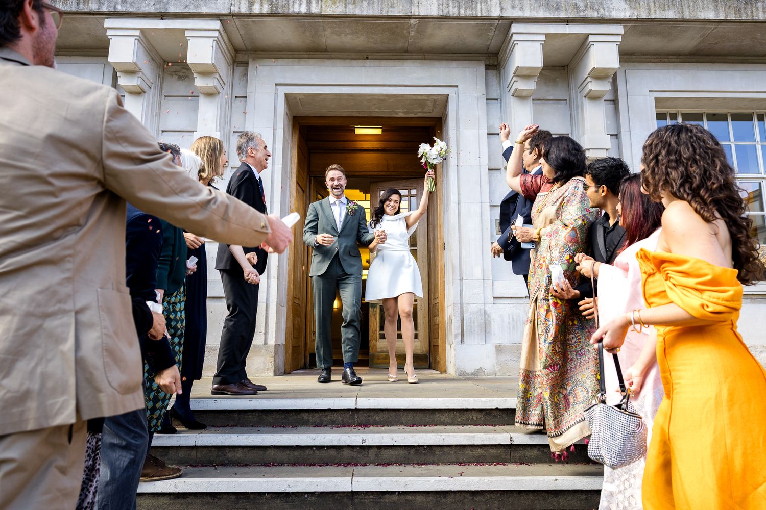 confetti at hackney town hall wedding
