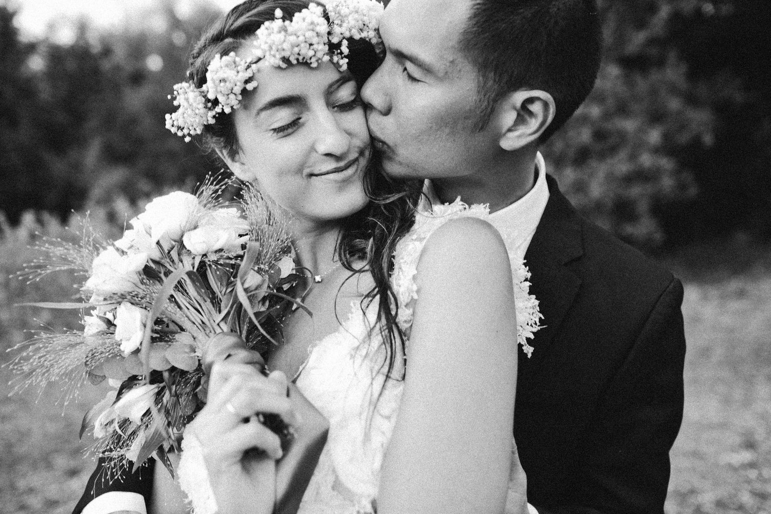 Bride and groom portrait during a romantic Provence destination wedding