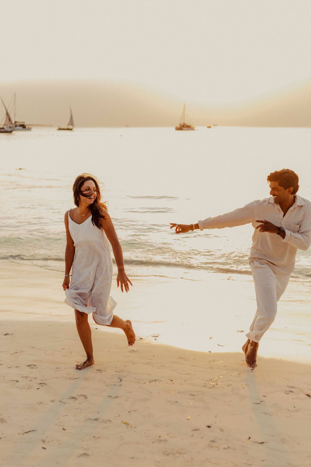 Indian couple lifestyle beach photoshoot Zanzibar